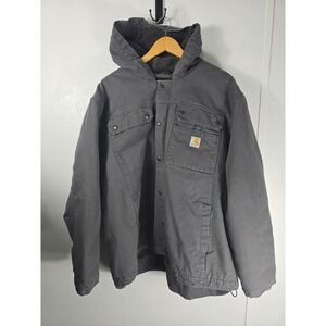 Carhartt Sherpa Lined Hooded Jacket 3XL Gray Relaxed Fit Workwear OJ3826-M